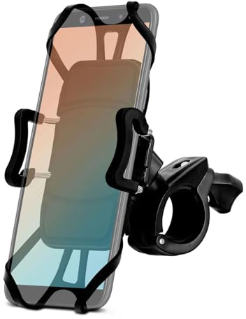 ONEFLOW Lenker Fahrradhalterung mit Schnellverschluss für alle Smartphones | Sicherer Halt und volle Bedienbarkeit sowie drehbar + schwenkbar, Schwarz