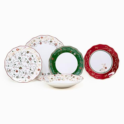 NAMAI - Servizio Piatti 6 Persone Natalizio, Porcellana Elegante, Resistenti e Adatti In Lavastoviglie e Microonde, Piatti Natalizi, Idea Regalo (Set Piatti 18 PZ)