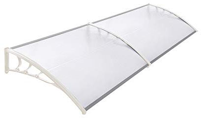 Door Canopy Awnings Garden Outdoor Window Patio Porch Rain Protector Shelter Shade Cover Resists-Corrosion 190x100x28cm, White
