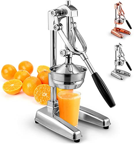 Zulay Kitchen Exprimidor profesional de cítricos – Prensa manual de cítricos con acabado cromado y exprimidor de naranja – Exprimidor de limón de metal – Exprimidor manual de naranja extra alto y