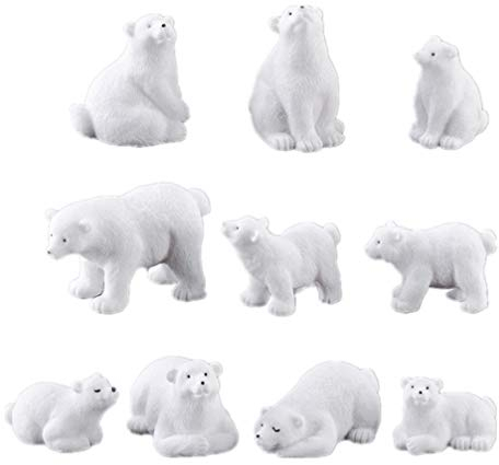 Toyvian 10 Stücke Eisbär Figur Klein Realistisch Tierfiguren Miniatur Weihnachten Figuren Mini Bär Mikrolandschaft Bonsai Feengarten Weihnachten Festival Dekoration Geschenk Gemischter Stil