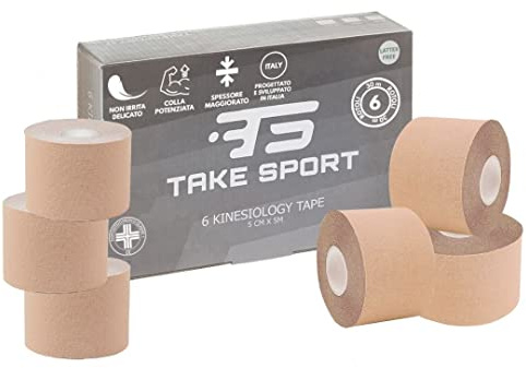 TAKE SPORT® Kinesio | sporttape | physio tape | Tape Kinesiologie | kinesiologie tape | kinesiotapes | tape kinesio | kinesio tape | kinesiotape | tapes 6 Rollen, 5 x 5 m, 95% Baumwolle, 5% Elasthan