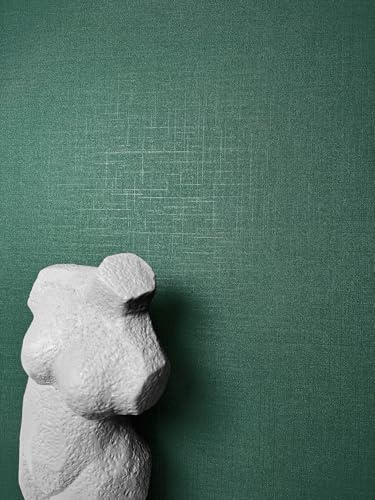 Newroom Vliestapete Grün Uni Tannengrün Tapete Schlafzimmer Wohnzimmer | Feine Leinenstruktur mit Fadengitter-Relief, mattes Finish, Vliestapete Grün, Tapete Schlafzimmer Grün, Wandtapete Flur