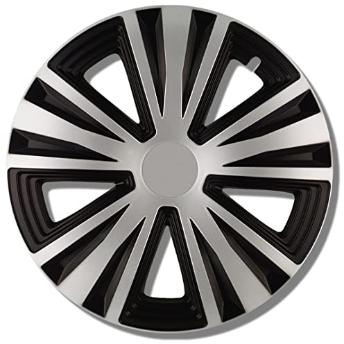 Kuglo G-Night Radkappen 15 Zoll Silber/Schwarz, 4er-Set für Stahlfelgen | Schlagfester, witterungsbeständiger Kunststoff mit Metallspannring und werkzeugloser Clip-Montage