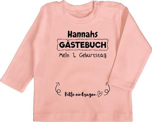 Baby Langarmshirt - 1. Geburtstag - Mein Gästebuch Erster Ersten - 18/24 Monate - Babyrosa - Geschenke für einjährige mädchen geburtstagsshirt Langarm 1 Jahr 1.Geburtstag 1geburtstag Shirt Junge