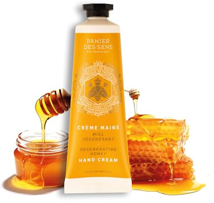 Panier des Sens –Honey Mini Hand Cream - Hand Cream for very Dry Hands and Skin - Vegan Hand Cream for Women - Shea Butter and Organic Honey Extract - Made in France 97% Natural Ingredients - 30ml