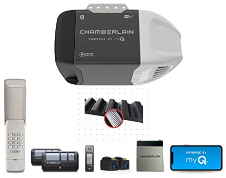 CHAMBERLAIN B2215T Garage Door Opener with Battery Backup, Black