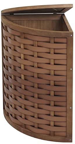 Mendler Cesta de lavandería esquinera HWC-H87, cesto para la ropa sucia plegable, cesto para la ropa, clasificador de ropa, madera, 70 l, 66 x 53 x 38 cm, color marrón