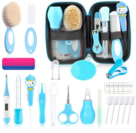POPYJAN Baby Healthcare and Grooming Kit for Newborn Kids, 36PCS Upgraded Safety Care Kit, Nursery Health Set, Products Blue-18pcs