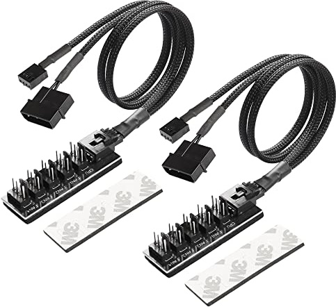 CERRXIAN PWM Lüfter Hub Splitter 1 bis 5 Splitter mit LP4 4Pin IDE Stromversorgungskabel, PC CPU Kühlung 4 PIN/3PIN Lüfter Stromkabel Hub Splitter Adapter für Desktop Computer Gehäuse Lüfter- 2PCS