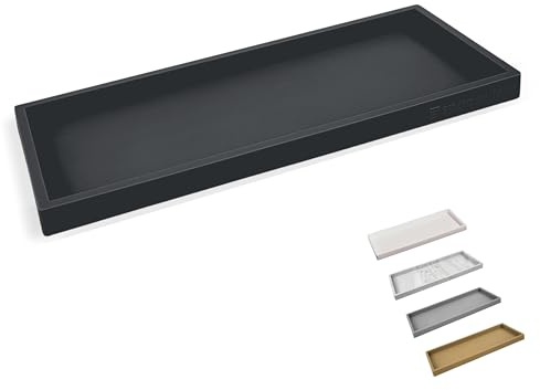 Spacewiser Countertop and Vanity Tray - 11.7 Silicone Bathroom Tray Countertop, Dish Soap Trays for Kitchen Counter, Organizer Accessories Caddy, Toilet Laundry Shower Oil Makeup Mat, Black