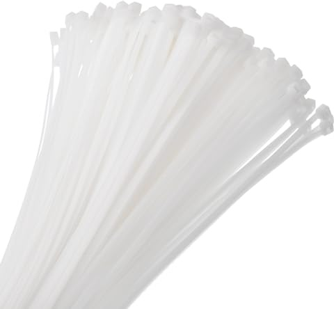 sourcing map 200pcs 400mm/16 40 Lbs Cable Zip Ties Self-Locking Extra Long Nylon Cable Tie Wraps 5mm for Cord Management, White