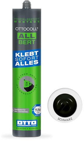 OTTOCOLL ALLBERT Ultrastarker Universal-Klebstoff 290ml C04 schwarz - Extrem hohe Anfangshaftung - Zertifiziert für den Trockenbau - Innen & Außen - Klebt alle Materialien