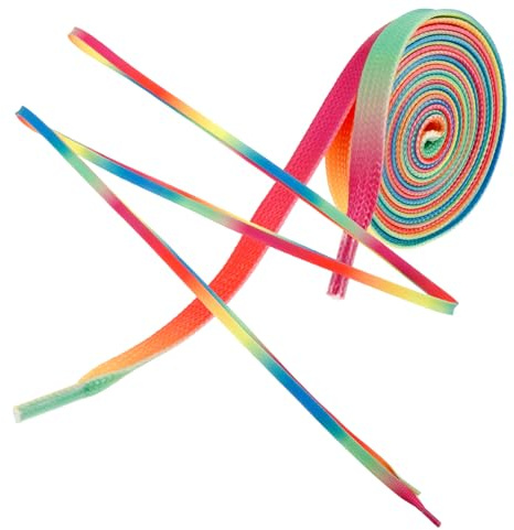 SUPVOX Lacci per Pattini da Hockey in Poliestere Cerato Resistenti all'Usura Lacci Piatti Colorati Arcobaleno Sfumati, Confezione per Hockey su Ghiaccio