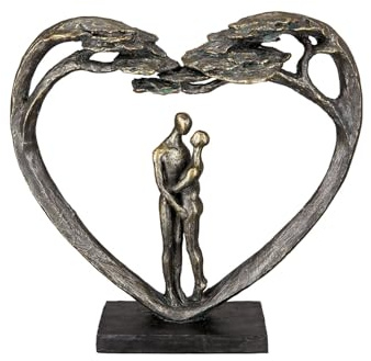 Casablanca Skulptur Love Tree, Deko Figur Bronze, Kunstharz Statue Wohnzimmer, Büro Dekoration H. 31,5 cm x B. 32 cm - Moderne Skulpturen Couple, Liebe, Hochzeit, Herz Symbol