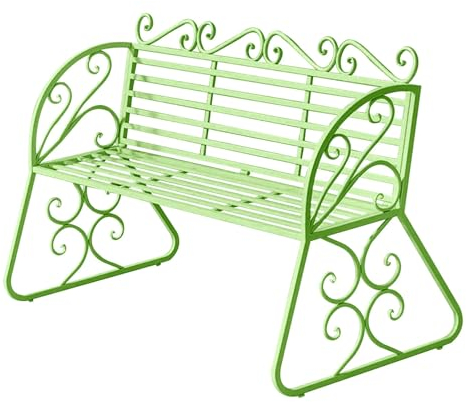 Sljovexity Gartenbank Metall Grün, Ruhebank Mit Armlehnen, Sitzbank Balkon Klein, Parkbank Wetterfest Metallbank Garten Im Landhausstil Ultra Stabile 320kg Belastbar, Hinterhof Rasen Party