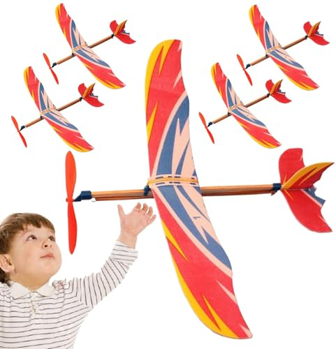 Rubber Band Winder Model Airplane | Aircraft Model Airplane Toys for Kids | Model Airplane Toys, Kids Flying Glider Toy, Hand-Thrown Airplane for Outdoor Adults