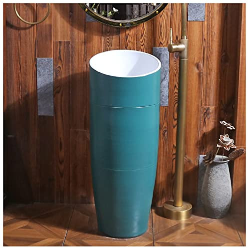 Standwaschbecken aus Keramik im Retro-Industrie-Stil, mit Standfuß, hartem und leicht zu reinigendem Standwaschbecken, Badezimmer-Arbeitsplatte aus Kaolin-Ton, G-ohne SPI,G-Without Mirror