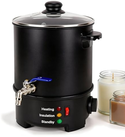 Aisny Wachsschmelzer 6L, Wachsschmelztopf für Kerzenherstellung Kerzen Schmelztopf 1100W 220V Kerzengießset mit Wasserhahn zu Kerzen Gießen und Temperaturregler Wachs zum Gießen