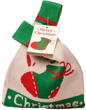 Jiimhte julväskor små | godispåsar – 25 x 14 cm julgodisväskor semester goody tygkorg med handtag för fester
