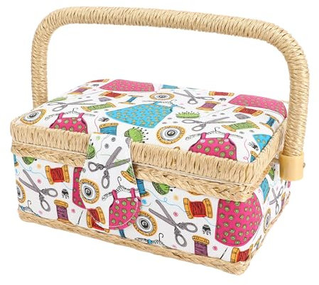Nähkorb aus Stoff, groß, Vintage-Organizer, Bastelwerkzeug, Zubehör-Set, Aufbewahrungsbox, Näh-Organizer-Box, für Weihnachten, Geburtstage