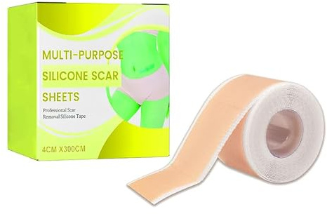 Silicone Scar Sheets & Tape (1.6 x 120-3M) - Reusable Soft Medical Grade Silicone Strips Patches for Surgical, Keloid, Acne, Burn, C - Section Scars (Yellow)