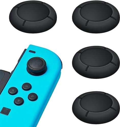 Vroxdrez Capuchons de Rechange pour Joystick de Manette Switch – Protège-joysticks en Silicone pour Switch/Lite, Accessoires Grip 3D, Protection antidérapante, Quatre Couleurs (Noir)