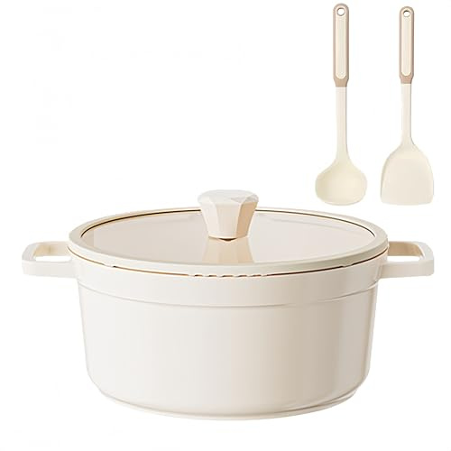 Faitout anti-adhésif en céramique avec couvercle en verre 5 l pour induction, cuisson saine, sans PFAS ni PTFE