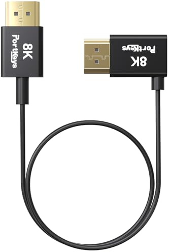 Portkeys Cavo HDMI Ultra‑Sottile, Coassiale a 10 Fili, Diametro 2,4 mm, Mappatura Completa 19 PIN, 8K@60Hz 4K@120Hz, HDMI A‑A Alta Velocità per Monitor Camera, TV, PC e Gaming (30 cm Cavo)