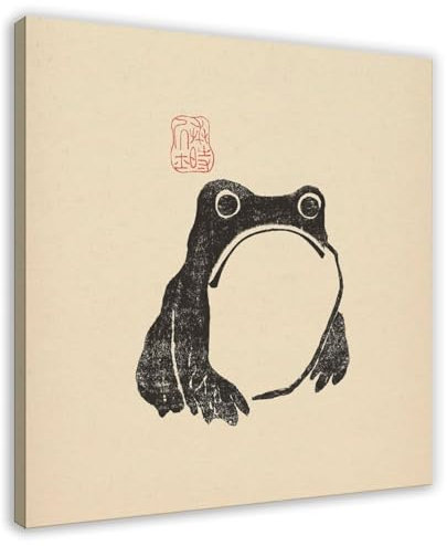 Stampa artistica da parete su tela, riproduzione artistica da parete e stampa su tela di Matsumoto Hoji Frog, stampa artistica da parete per camera da letto, ufficio, 60 x 60 cm