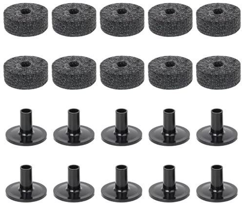 ASHLUYAK Set mit 20 Beckenständer Filzscheibe und Hülsen Grau Standardgröße Beckenständer Filzpads und ABS Beckenhülsen-Kits
