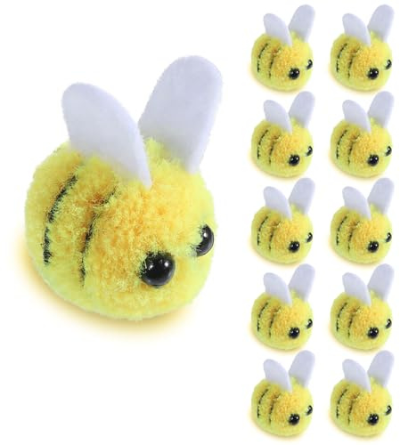 Vin Beauty 10 Stück Filzbiene Dekoration, Biene Dekoration Klein, DIY Wollfilz Biene Handwerk Filz Mini Bienes Marienkäfer Deko für Babyparty Kostüm Anhänger Wand Hut Deko