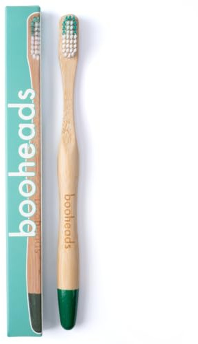 booheads - 1PK - Bamboo Toothbrushes - Green | Biodegradable, Bamboo and Plant-Based