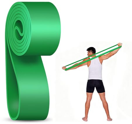 Träningsband långa motståndsband styrketräning 100 % latex motstånd band pull-up band gummiband sport perfekt för muskelbyggande, yoga, pilates, styrketräning (grön)