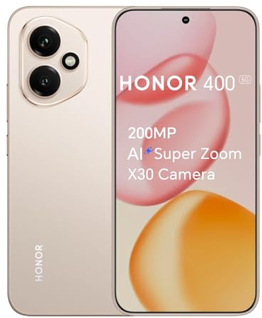 HONOR 400 5G Smartphone 8 Go 256 Go, Appareil Photo 200 Mpx avec IA, Snapdragon 7 Gen 3, écran Ultra Lumineux 6,55 Pouces 120 Hz avec 5000 nits, Double SIM, NFC, IP65, Android 15, Or