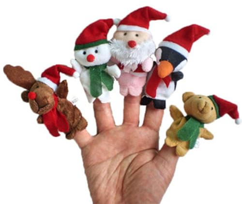 5 Stück Weihnachts-Fingerpuppen, 5 Stile, Rentier, Schneemann, Weihnachtsmann, Pinguin, Bär, Fingerpuppen für Weihnachtsparty-Taschenfüller, 4, 6 x 7, 6 cm, Heimdekoration