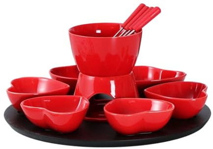 Choklad Fondue Set Med Keramisk Gryta Keramisk Fondue Värmare Set med