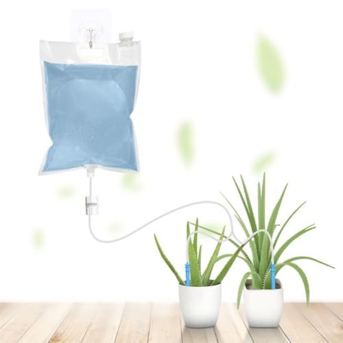 ZiStarlilife Sistema di irrigazione a goccia automatico con sacchetti di irrigazione trasparenti da 3 l e 6,5 l, per piante in vaso da interni e fiori da giardino all'aperto per la cura delle piante