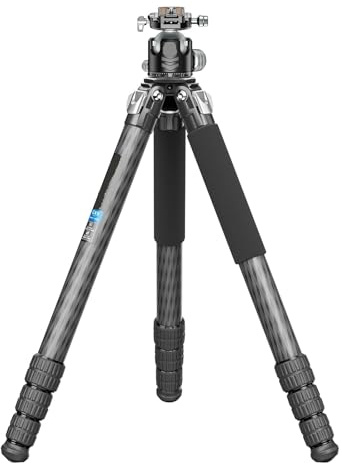 Trépied Monopode 2 en 1 Robuste en Fiber de Carbone, Compatible avec GX9, Tube de 40mm avec tête sphérique for téléobjectif, Charge de 40kg(Add RH52 Ball Head)