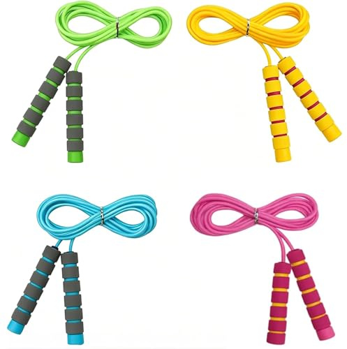 4 Pcs Skipping Ropes, Skipping Rope Kids and Adults | Adjustable Jump Rope With Foam Handles, Suitable Fitness Jump Rope For Outdoor, For Boys And Girls To Fitness
