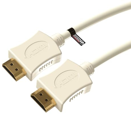 rhinocables High-Speed HDMI Cable 1080p, 4K UHD and 3D Support, ARC Compatible Lead for TVs, Gaming Consoles, DVD, Set-Top Boxes, Laptop, and other audio-visual devices (White, 1m) | Choose Your Length: HDMI cable suits your needs, from short to extra long cords. Sizes start at 50cm and go to 20m long. No