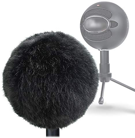 YOUSHARES Blue Snowball Microfono Filtro Pop Filter - Funda Antiviento Protector contra el Viento de Piel para Blue Snowball（Negro)
