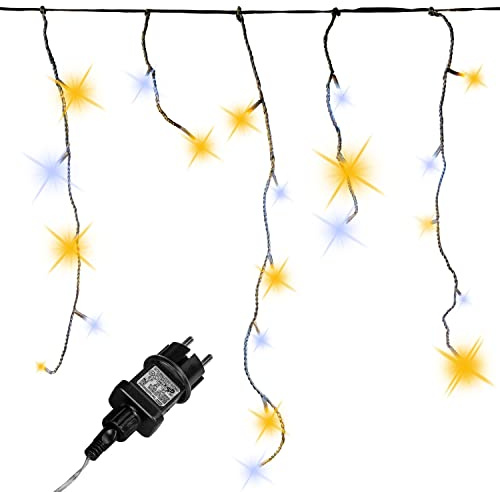 VOLTRONIC Eisregen Lichterkette, innen und außen, IP44, Größen- und Farbwahl, 600 LEDs, warmweiß/kaltweiß