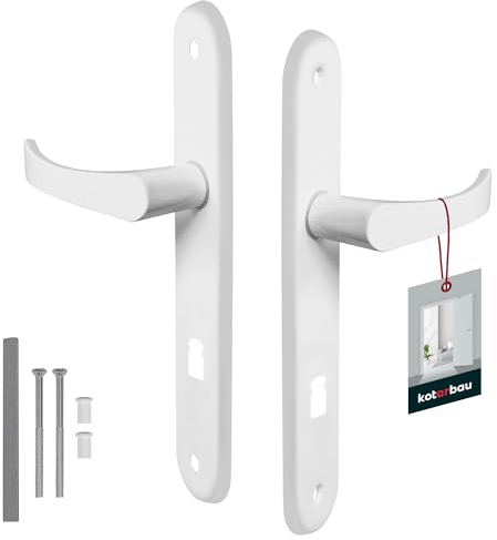 KOTARBAU poignée de porte 72 mm gauche droite serrure à embout blanc ensemble de porte garniture de porte poignée de porte poignée de porte ensemble de poignées porte de chambre plaque longue alu