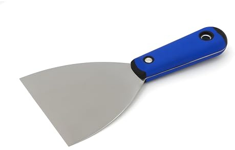 DEWEPRO Spatule Large 100 mm En Acier Inoxydable Poli 0,7 mm – Couteau À Enduire Avec Poignée Ergonomique 2K – Pour Lissage, Rebouchage, Dépose De Papier Peint, Plâtre Et Rénovation Intérieure