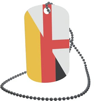 U24 Dog Tag Erkennungsmarke ID Tag an Kette Flagge England-Deutschland Alu 30 x 50 mm