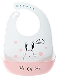 FEIFEI'S BOW Bavoirs pour bébé, animaux mignons, passent au lave-vaisselle, confortables, en silicone, attrape-nourriture, plastique étanche, sevrage pour enfants, lapin, 4 Months up above