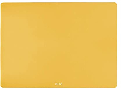 OLGS Silikonmatte 40x30 cm für Baby | Silikon Unterlage Tischmatte, Bastelmatte | Tischset, Rutschfestes Platzset Abwaschbar Mustard | Knetunterlage Spülmaschinenfeste Platzdeckchen für Kleinkinder