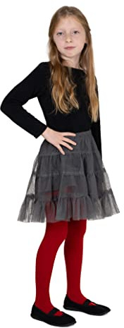 NOQ Tjocka strumpbyxor för flickor, Corina Plain 120 DEN varma fötter leggings, barnrum, balett, dansklass ogenomskinlig, svart, marinblå, vit, rosa, Rosso, 92/98 cm