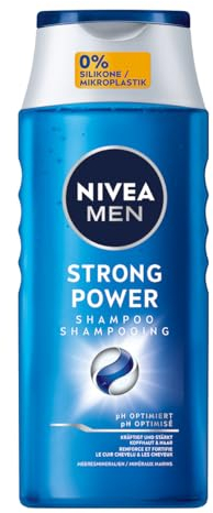 NIVEA MEN Strong Power Shampoo, kräftigendes Haarshampoo ohne Silikone und Mikroplastik, Männer Shampoo mit Meeresmineralien und pH-optimierter Formel (250 ml)